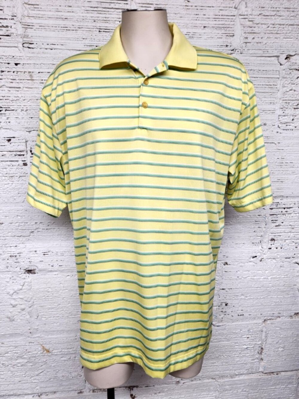 NikeGolf Men's Size XL Fit Dry Striped Yellow Short Sleeve Polo Shirt